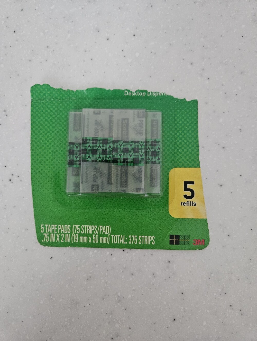 3M Scotch Pop Up Tape Dispenser Refills 5 - Pads 375 Strips Total